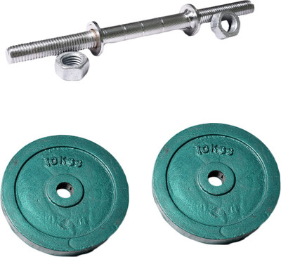 

Royal 10kg_2pc_Casting_green_plates+1pc_Silver_Handle Green Weight Plate(8 kg)