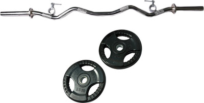 

Royal 2.5kg_2pc_Olympic_Rubber Plates+3ft_1pc_Curve_rod_withlock Black Bar & Plate Combo(6 kg)