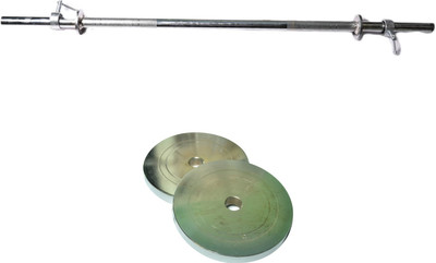 

Royal 5kg_2pc_Chrome_Silver_Plate+3ft_1pc_Straight_rod_withlock1 Silver Bar & Plate Combo(8 kg)