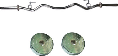 

Royal 1.5kg_ 2pc_Chrome_Silver_Plates+3ft_1pc_Curve_rod_withlock Black Bar & Plate Combo(4 kg)