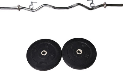 

Royal 5kg_2pc_Low_Cost_black_plates+3ft_1pc_Curve_rod_withlock Black Bar & Plate Combo(8 kg)