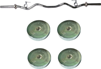

Royal 2.5kg_4pc_Chrome_Silver_Plate+3ft_1pc_Curve_rod_withlock1 Black Bar & Plate Combo(8 kg)