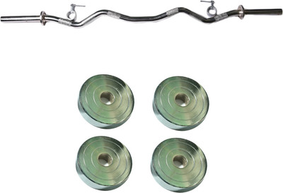 

Royal 1.5kg_4pc_Chrome_Silver_Plates+3ft_1pc_Curve_rod_withlock Black Bar & Plate Combo(7 kg)