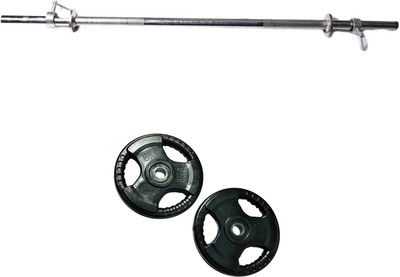 

Royal 5kg_2pc_Olympic_Rubber Plates+3ft_1pc_Straight_rod_withlock1 Black Bar & Plate Combo(8 kg)