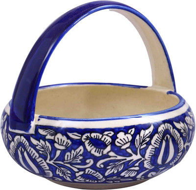 

Caffeine Blue Mughal Stoneware Fruit & Vegetable Basket(Blue, White)