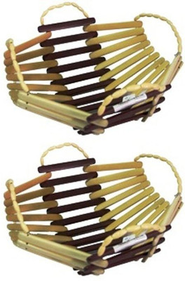 

Onlineshoppee Pack Of 2 Wood Fruit & Vegetable Basket(Multicolor)