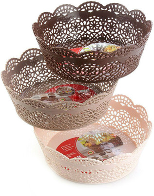

Shrih Stylish 3 Piece Plastic Basket Set Plastic Fruit & Vegetable Basket(Multicolor)