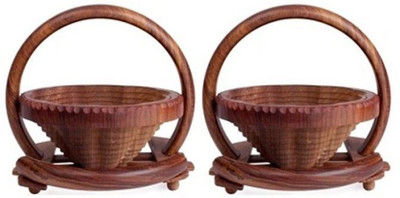 

Onlineshoppee Pack of 2 Wood Fruit & Vegetable Basket(Brown)