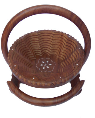 

HANDICRAFT SHEESHAM WOOD MAADE ROUND SHAPEE Wood Fruit & Vegetable Basket(Brown)