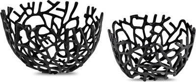 

Kala Bhawan Decorative flower, fruit baskets (set of 2) - Black Aluminium Fruit & Vegetable Basket(Black)