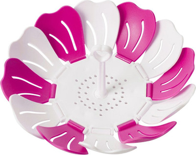 

Golddust Shreeji Self Adjustable Foldable Lotus Shape Plastic Fruit & Vegetable Basket(Pink, White)