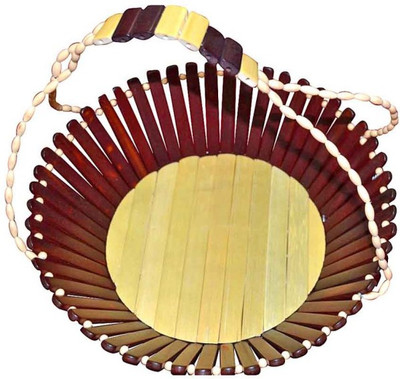 Onlineshoppee Wood Fruit & Vegetable Basket(Brown)