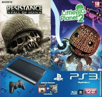 SONY PlayStation 3 (PS3) 12 GB with Stand Alone with Resistance: Fall of Man, Little Big Planet 2(Black)