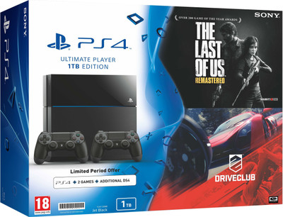 

Sony PlayStation 4 (PS4) 1 TB & Dual Shock 4 with The Last of Us and Drive Club(Black)
