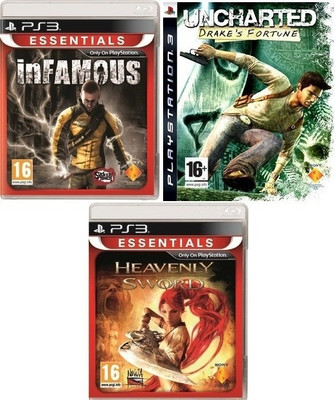 Sony PlayStation 3 (PS3) 500 GB with In Famous, Uncharted Drake's Fortune, Heavenly Sword(Charcoal Black)