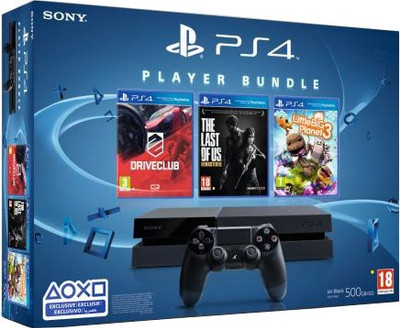 

Sony PlayStation 4 (PS4) 500 GB with Player Bundle (Drive Club, The Last of Us, Little Big Planet 3)(Black)