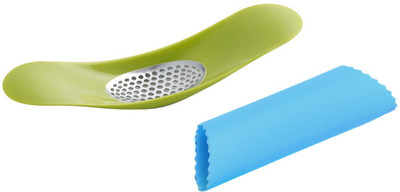 

Enem Garlic Rocker with Silicone Peeler-Heavy Duty Garlic Press,Crusher & Mince-Washable,Essential for Kitchen–Random Color–Set of 01 Garlic Press(Green, Blue, Orange, Pink, Black)