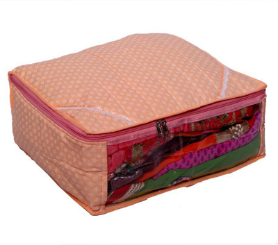 KUBER INDUSTRIES Designer Saree Cover in Polka Dots Quilted Cotton Material MKU006680 Beige KUBER INDUSTRIES Garment Covers