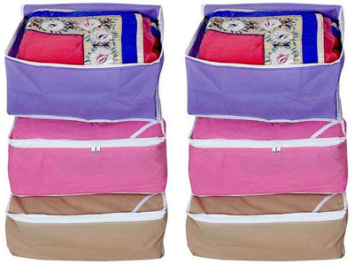 

Kuber Industries Designer Saree Cover Non Wooven Material Set Of 6 Pcs MKUSC301(Multicolor)