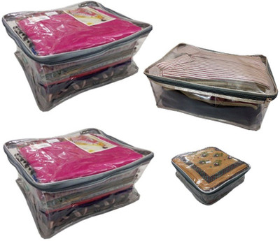 

Addyz Plain Combo Of 2 Pcs Large Saree Cover 1 Petticoat Case With 1hankey Cover Storage Multipurpose Bag(Transparent)
