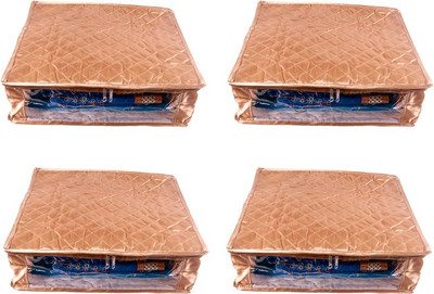 

Annapurna Sales Designer 5 Inch Height Side Transparent Large Saree Cover - Set of 4 Pcs. Golden00278(Golden)