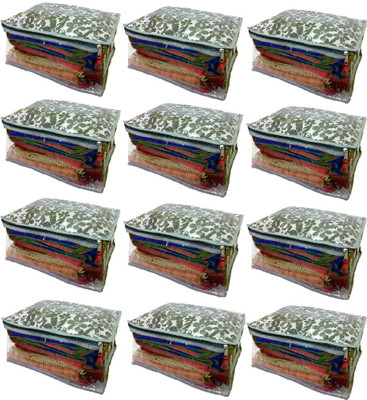 

Addyz Floral Pack of 12 Large Printed Saree Salwar Shirt Bedsheet Storage Cover Bag Organizer(Gray, Silver)