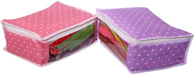 KUBER INDUSTRIES Designer Saree Cover in Polka Dots Cotton Material Set of 2 Pcs MKU006706 Multicolor KUBER INDUSTRIES Garment Covers