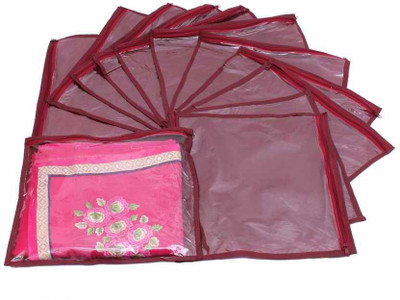 KUBER INDUSTRIES Designer Single Saree Cover 12 pcs set MKU73013 Maroon KUBER INDUSTRIES Garment Covers