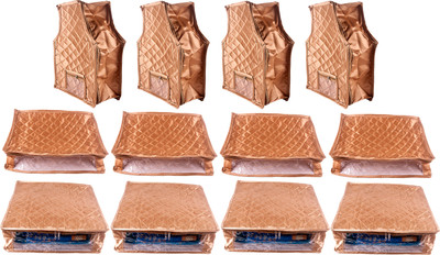 

Annapurna Sales Designer 5 Inch Height Side Transparent Large Saree/Blouse and Peticot Cover - Set of 12 Pcs. Golden00293(Golden)