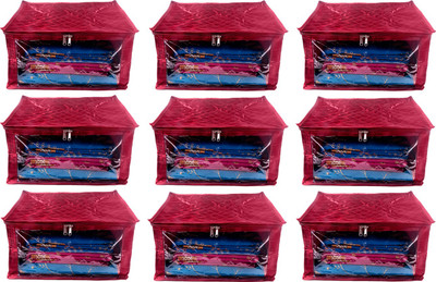 

Annapurna Sales Designer 9 Inch Height Side Transparent Big Saree Covers - Set of 9 Pcs. Maroon00216(Maroon)