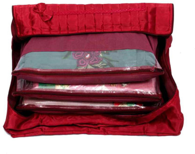 KUBER INDUSTRIES Designer Flap Saree Cover in Quilted Satin MKUSC131(Maroon)