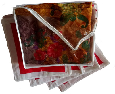 

Indi Bargain Plain Medium Sized Combo of 5 Transparent Multi Saree Cover(Red)