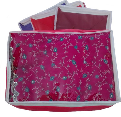 

Indi Bargain Plain color set of 4 tranaparent multi saree cover(Multicolor)