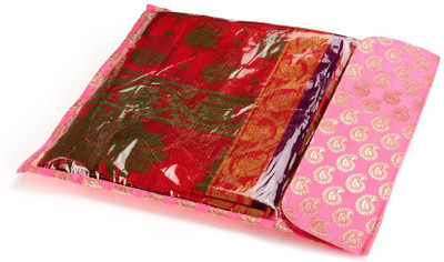 KUBER INDUSTRIES Saree Cover 5 Pcs In Brocade Mku187 Golden KUBER INDUSTRIES Garment Covers