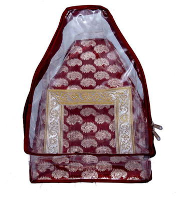 KUBER INDUSTRIES Designer Blouse Cover In Designer Transparent Brocade MKU0050092 Maroon KUBER INDUSTRIES Garment Covers