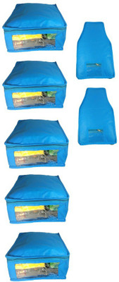 

Addyz Plain Combo Of Ladies Large Non - Woven 5saree And 2blouse Cover. Upto 5 - 6SC and 9-10BC each(Blue)