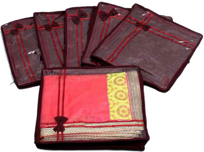 Kuber Industries Designer Saree Cover Non Wooven Material 6 Pcs Set MKUSC145 Maroon