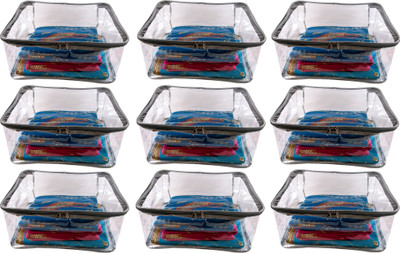 

Annapurna Sales Designer 9 Inch Height Full Transparent Big Saree Covers - Set of 9 Pcs. Grey00466(Grey)
