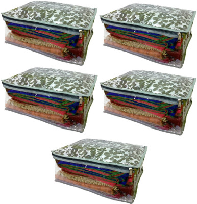 

Addyz Floral Pack of 5 Large Printed Saree Salwar Shirt Bedsheet Storage Cover Bag Organizer(Gray)
