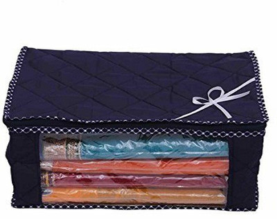 KUBER INDUSTRIES Designer Blue 3 Layered Quilted Synthetic Saree Cover 10 15 Sarees Capacity MKU0015525 Blue KUBER INDUSTRIES Garment Covers