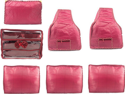 Annapurna Sales Designer Large Saree/Blouse Covers/Jewellery and Churi/Bangles Case - Set of 7 Pcs. Maroon00120(Maroon)