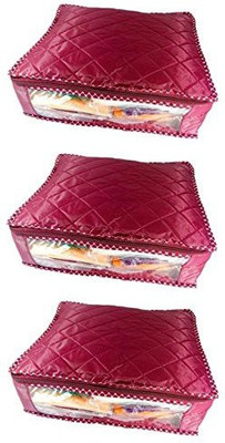 KUBER INDUSTRIES Designer Saree cover Wardrobe Organiser Regular Cloth Bag Set of 3 Pcs MKUSCP105 Maroon KUBER INDUSTRIES Garment Covers