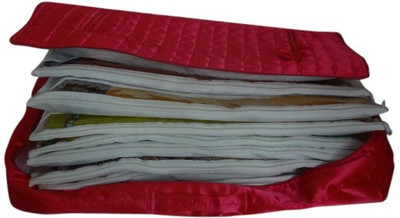 Kuber Industries Designer 10 Flap saree cover in satin Mku221 Maroon