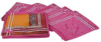 KUBER INDUSTRIES Stripe Designer Saree cover 6 Pcs Combo Non Wooven Material MKU0015522 Pink KUBER INDUSTRIES Garment Covers