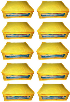 

Addyz Plain 10pcs ladies Large Non - woven Saree cover Upto 5 - 6 each(Yellow)