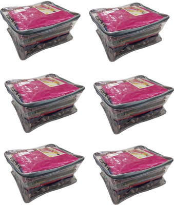 

Addyz Plain 6 Pcs Large Transparent Saree Cover Keep Upto 12 - 14 Each(Transparent)
