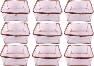 Annapurna Sales Designer 9 Inch Height Full Transparent Big Blouse & Peticot Cover - Set of 9 Pcs. Golden00472(Golden)