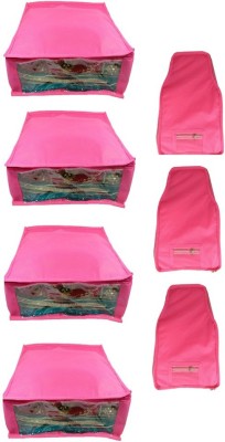 

Addyz Plain Combo Of Ladies Large Non - Woven 4saree And 3blouse Cover. Upto 5 - 6SC and 9-10BC each(Pink)