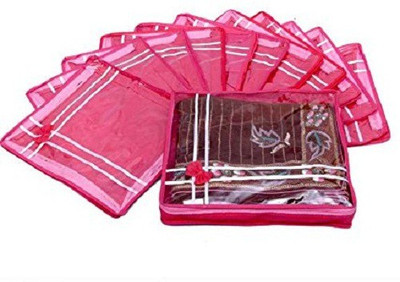 KUBER INDUSTRIES Designer Saree Cover Non Wooven Material 12 Pcs Set Pink sc039 Pink KUBER INDUSTRIES Garment Covers