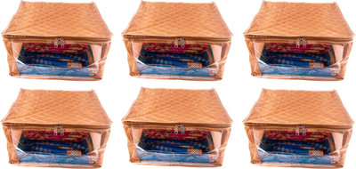 

Annapurna Sales Designer 9 Inch Height Side Transparent Big Saree Covers - Set of 6 Pcs. Golden00209(Golden)